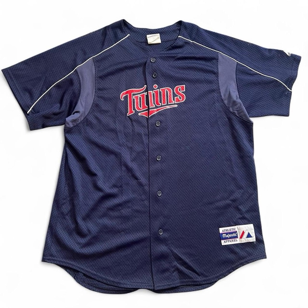 Vintage Majestic Minnesota Twins Baseball Jersey Size Large Made In USA Baseball